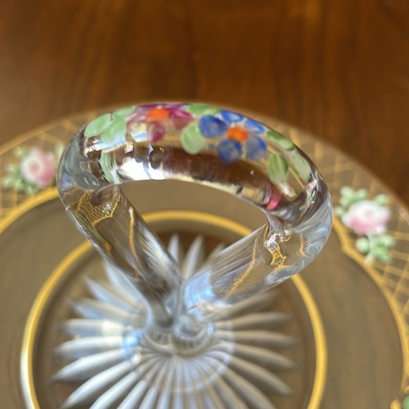 VTG hand painted glass Tidbit tray serving dish trinket 6.25” diameter - Picture 3 of 8